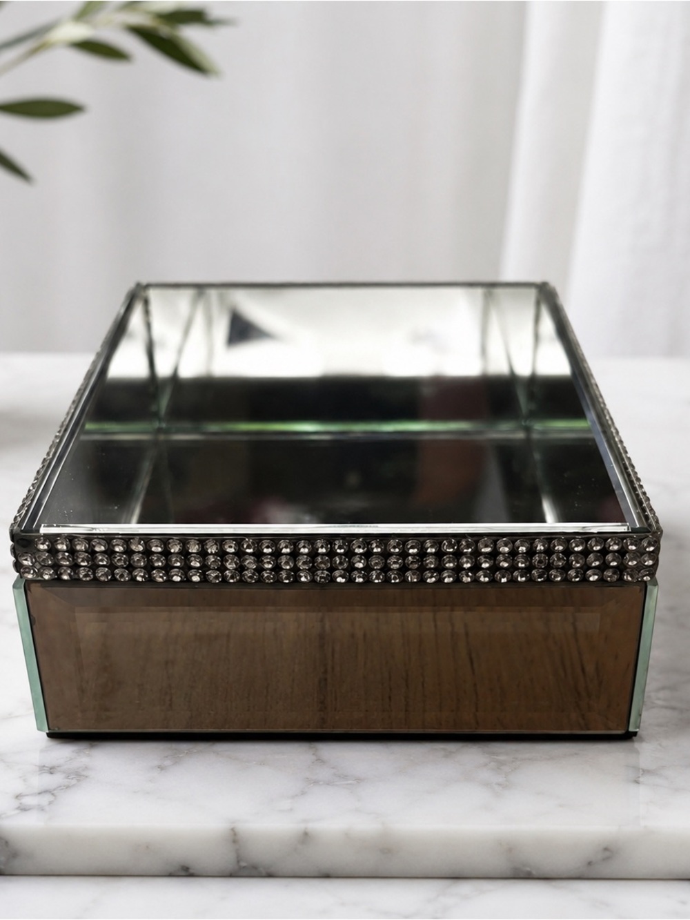 Mirrored Rhinestone Jewelry Box | Glam Vanity Decor
